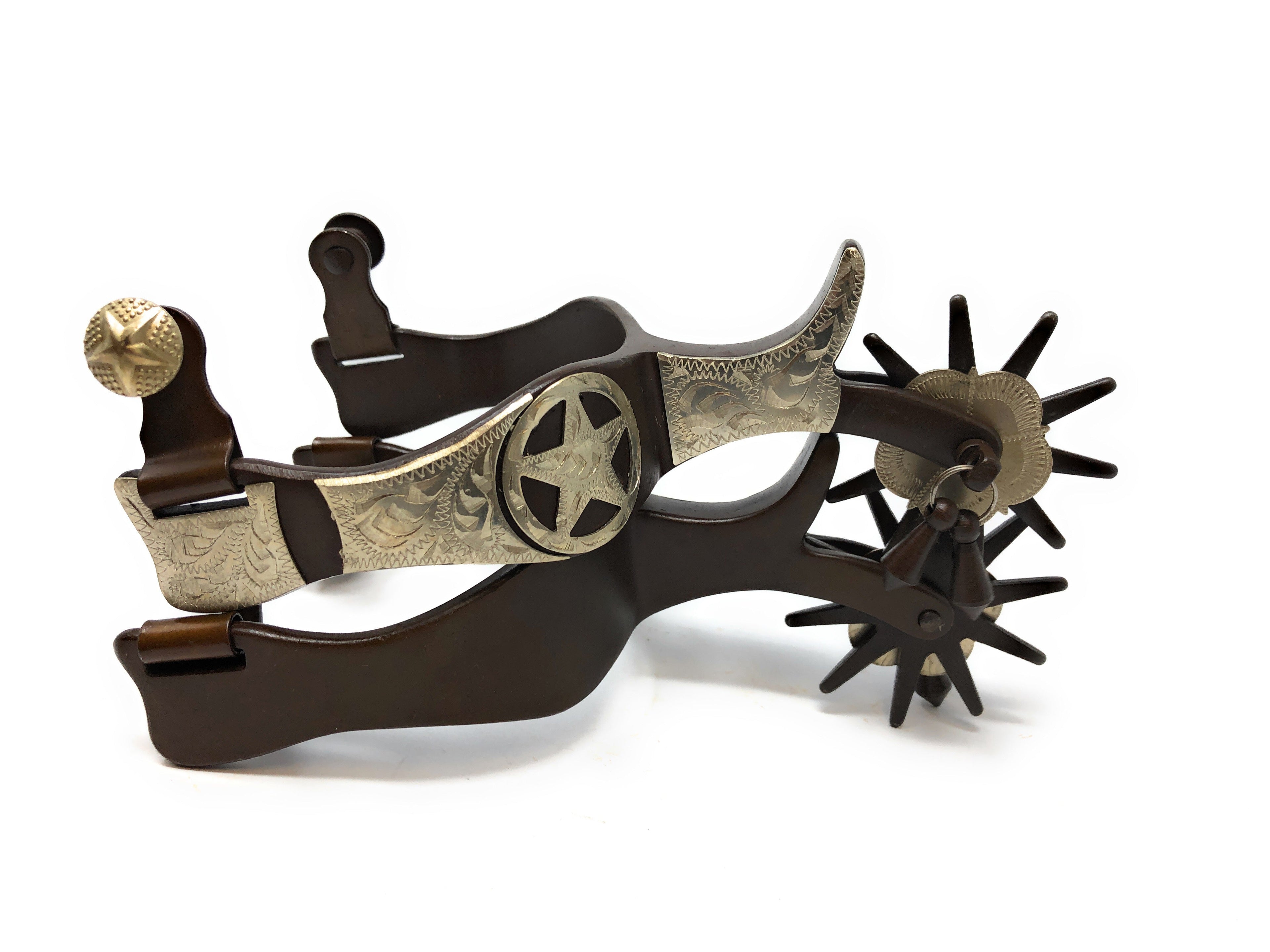 AJ Tack Men's Antique Brown Texas Star Spurs