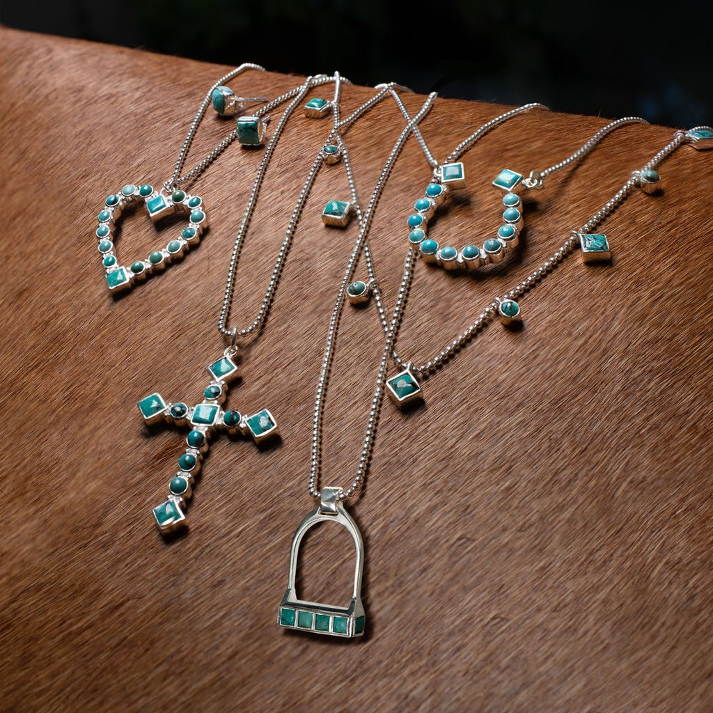 Keepsake - Turquoise Equestrian Horseshoe Necklace in Gold