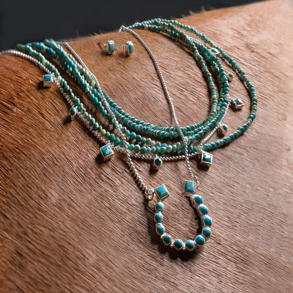 Keepsake - Turquoise Equestrian Horseshoe Necklace in Gold